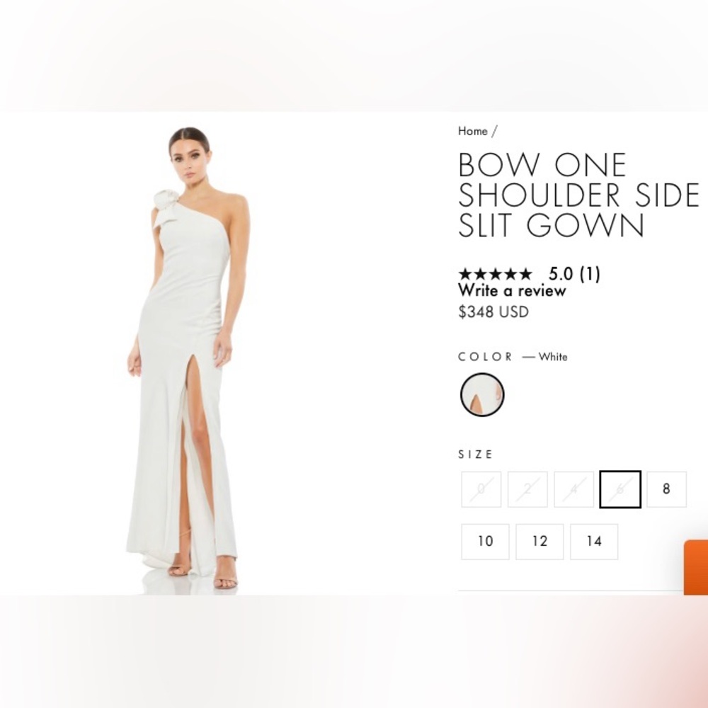 Mac Duggal Bow One Shoulder Side Slit Gown